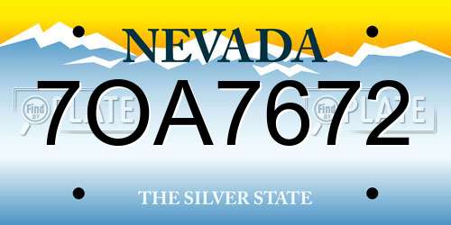 7OA7672 Nevada License Plate