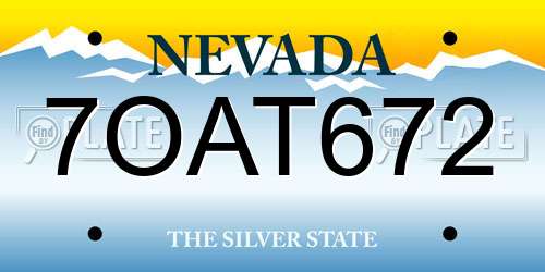 7OAT672 Nevada License Plate