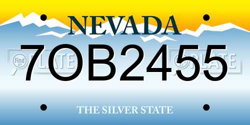 7OB2455 Nevada License Plate
