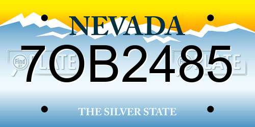 7OB2485 Nevada License Plate