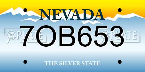 7OB653 Nevada License Plate