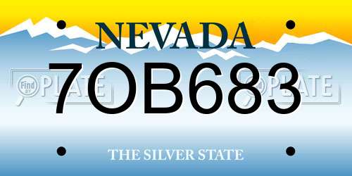 7OB683 Nevada License Plate