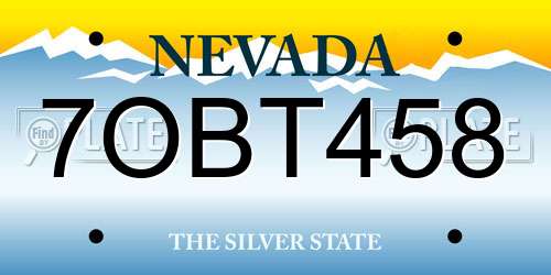 7OBT458 Nevada License Plate