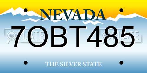 7OBT485 Nevada License Plate