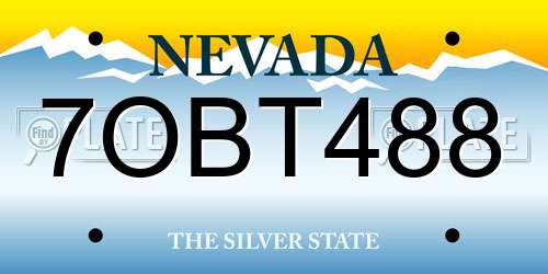 7OBT488 Nevada License Plate
