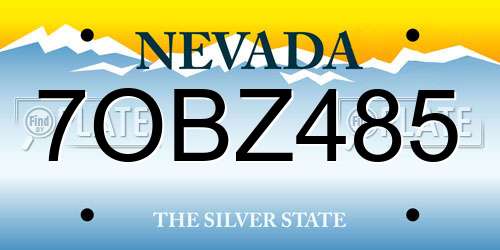 7OBZ485 Nevada License Plate