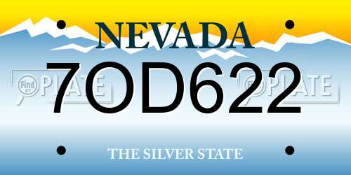 7OD622 Nevada License Plate