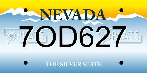 7OD627 Nevada License Plate