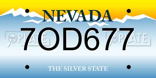 7OD677 Nevada License Plate