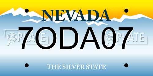 7ODA07 Nevada License Plate