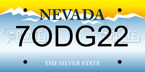 7ODG22 Nevada License Plate