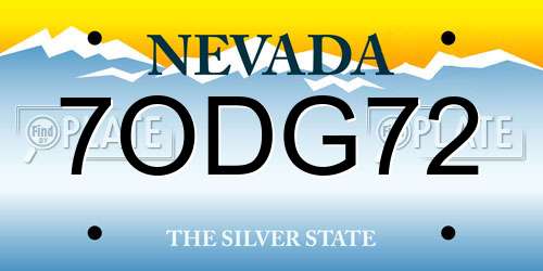 7ODG72 Nevada License Plate