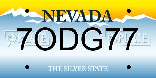 7ODG77 Nevada License Plate