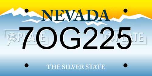 7OG225 Nevada License Plate