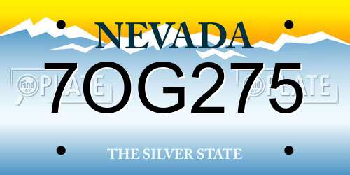 7OG275 Nevada License Plate