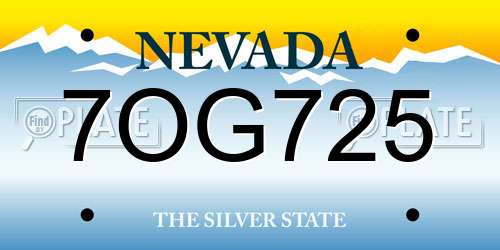 7OG725 Nevada License Plate