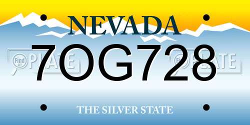 7OG728 Nevada License Plate