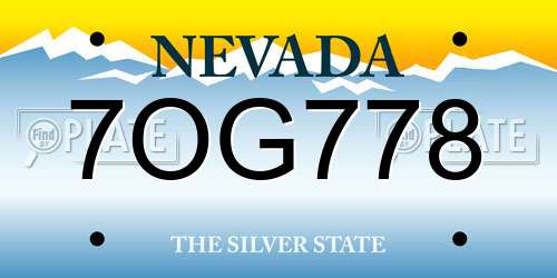 7OG778 Nevada License Plate