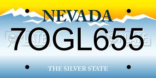 7OGL655 Nevada License Plate