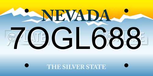 7OGL688 Nevada License Plate