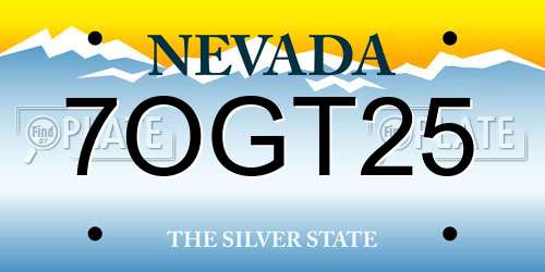 7OGT25 Nevada License Plate