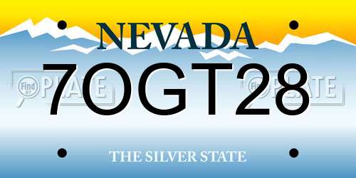7OGT28 Nevada License Plate