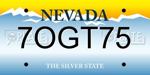 7OGT75 Nevada License Plate