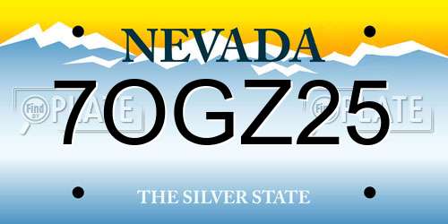 7OGZ25 Nevada License Plate