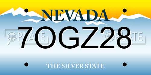 7OGZ28 Nevada License Plate