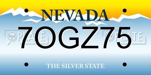 7OGZ75 Nevada License Plate