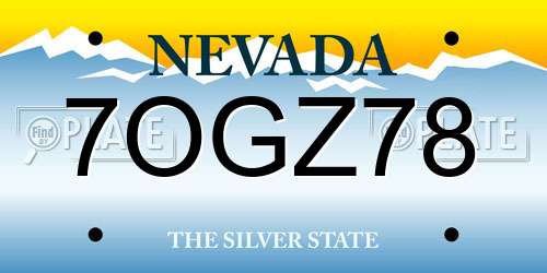 7OGZ78 Nevada License Plate