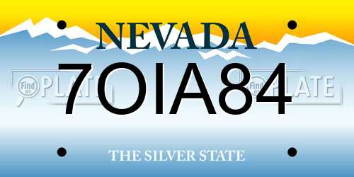 7OIA84 Nevada License Plate