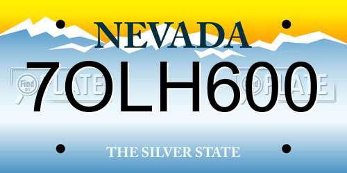 7OLH600 Nevada License Plate