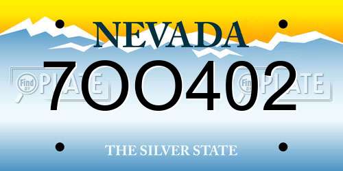 7OO402 Nevada License Plate