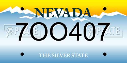 7OO407 Nevada License Plate