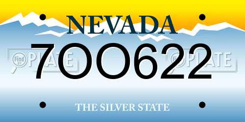7OO622 Nevada License Plate