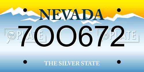 7OO672 Nevada License Plate