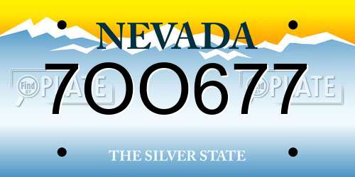 7OO677 Nevada License Plate
