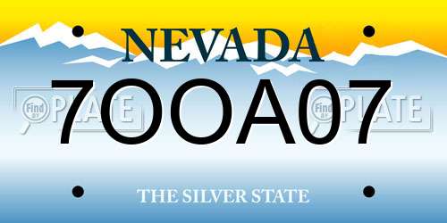 7OOA07 Nevada License Plate