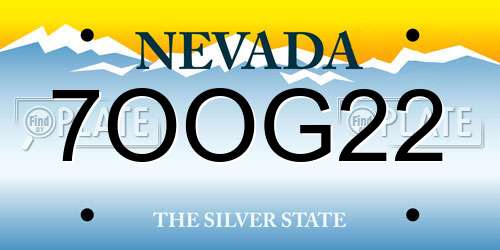 7OOG22 Nevada License Plate