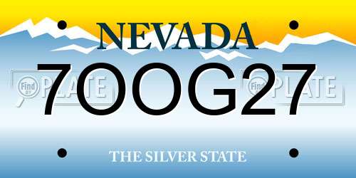 7OOG27 Nevada License Plate