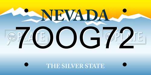 7OOG72 Nevada License Plate