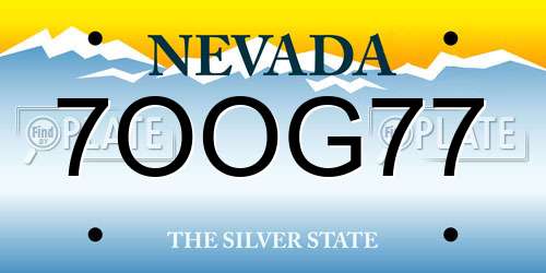 7OOG77 Nevada License Plate