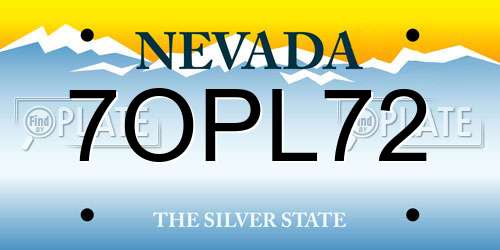 7OPL72 Nevada License Plate