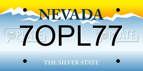 7OPL77 Nevada License Plate