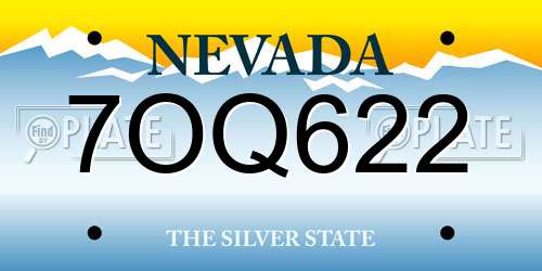 7OQ622 Nevada License Plate