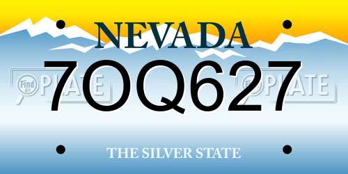 7OQ627 Nevada License Plate