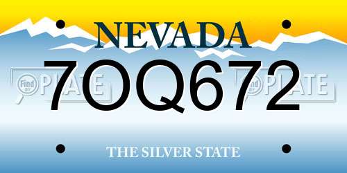 7OQ672 Nevada License Plate