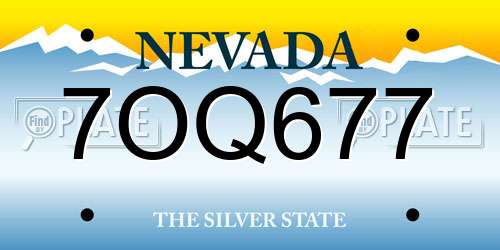 7OQ677 Nevada License Plate
