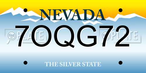 7OQG72 Nevada License Plate